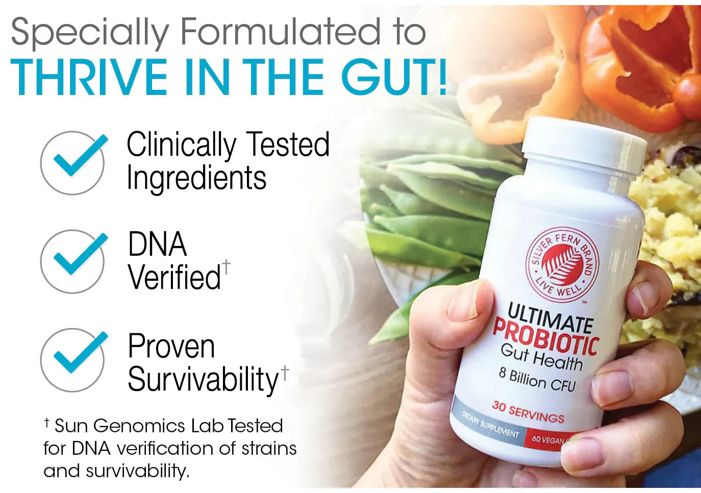 Ultimate Probiotic 8 Billion CFU – Spore-Forming, Shelf-Stable, Vegan Gut Health Supplement – 60 Capsules
