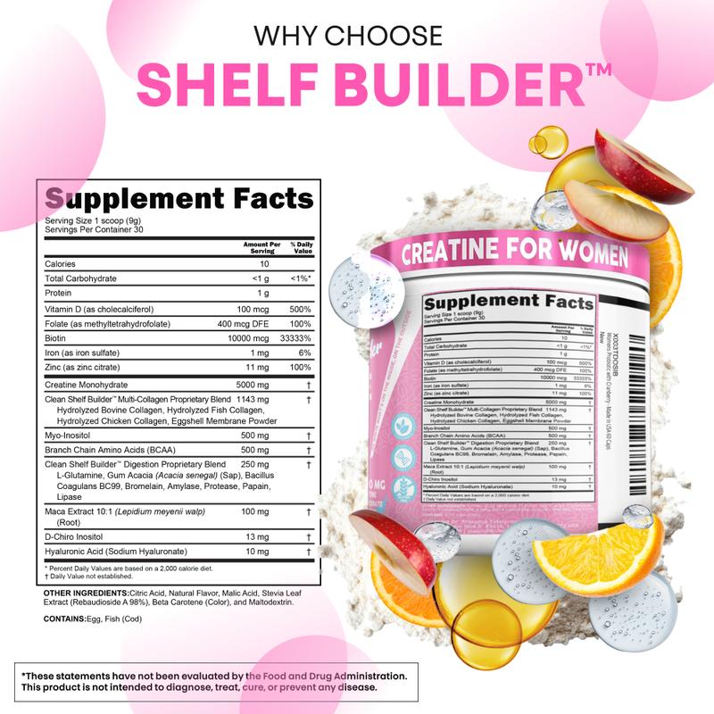 Clean Nutra Women’s Creatine Powder | Collagen + BCAAs | Orange Flavor