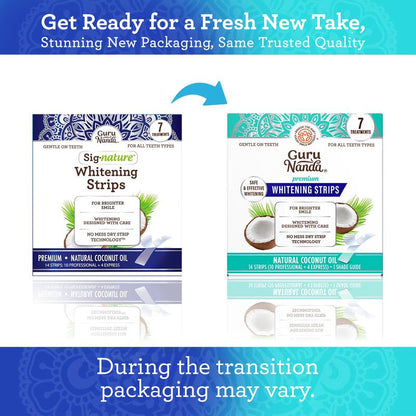 GuruNanda Teeth Whitening Strips - 7-Day Treatment with Non-Slip, Dry Strip Technology - Whitening Designed with Care for a Brighter Smile