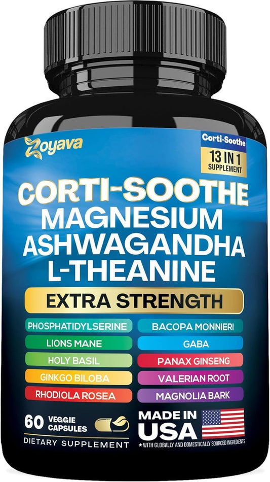 Cortisol Supplement Magnesium Glycinate 200mg -Root 60 Caps