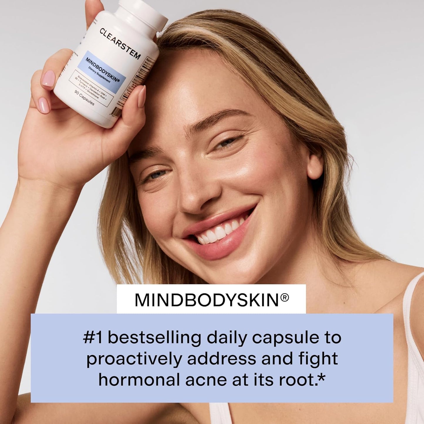 CLEARSTEM -  Hormonal Acne Supplement (5-HTP) - Natural DIM Supplement - Skin Care Vitamins - Hormone Balance, Antioxidants - Gluten Free, Cruelty Free - 30 Servings, 90 Capsules